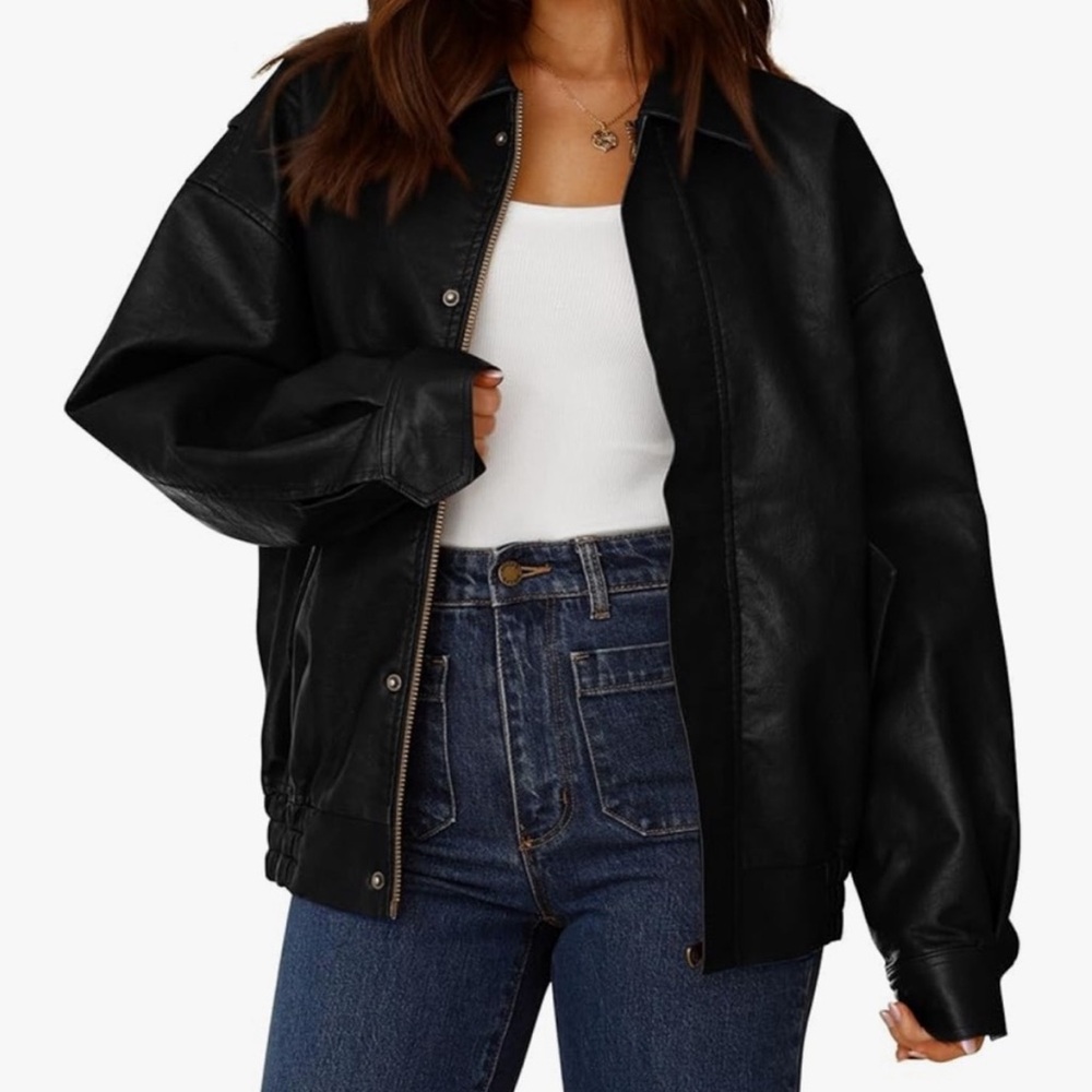 Elegant Black Leather Jacket for Women